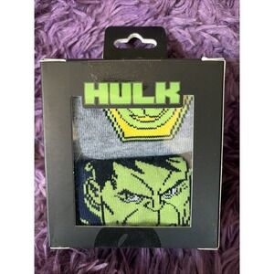 New Marvel Green Hulk Superhero Crew Socks in Gift Box - Sz 6-12 Comics Cartoon